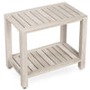 The ELISA, Teak Shower Bench, Teak Shower Stool, 21 Inch, Rustic Gray Finish